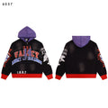 Valley Dreams Army Of Dreams Number 14 Zip‑Up Hoodie, Black‑Purple Contrast‑Hood Vintage Washed Streetwear Unisex Jacket