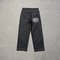 ADWYSD Graphic Print Denim Jeans - Washed Black
