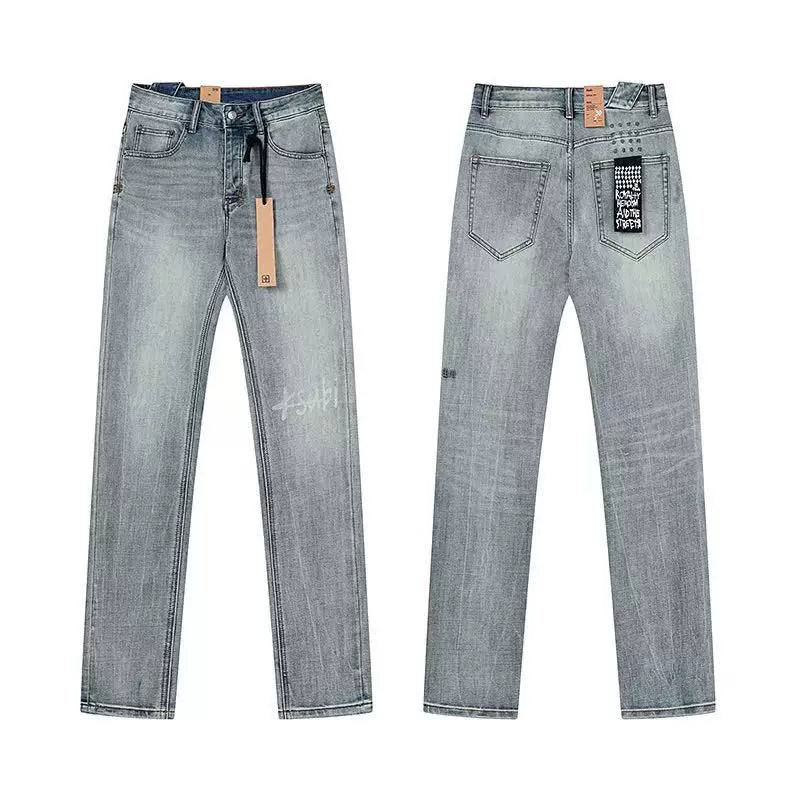Ksubi Faded Distressed Denim with Subtle Script - Light Blue