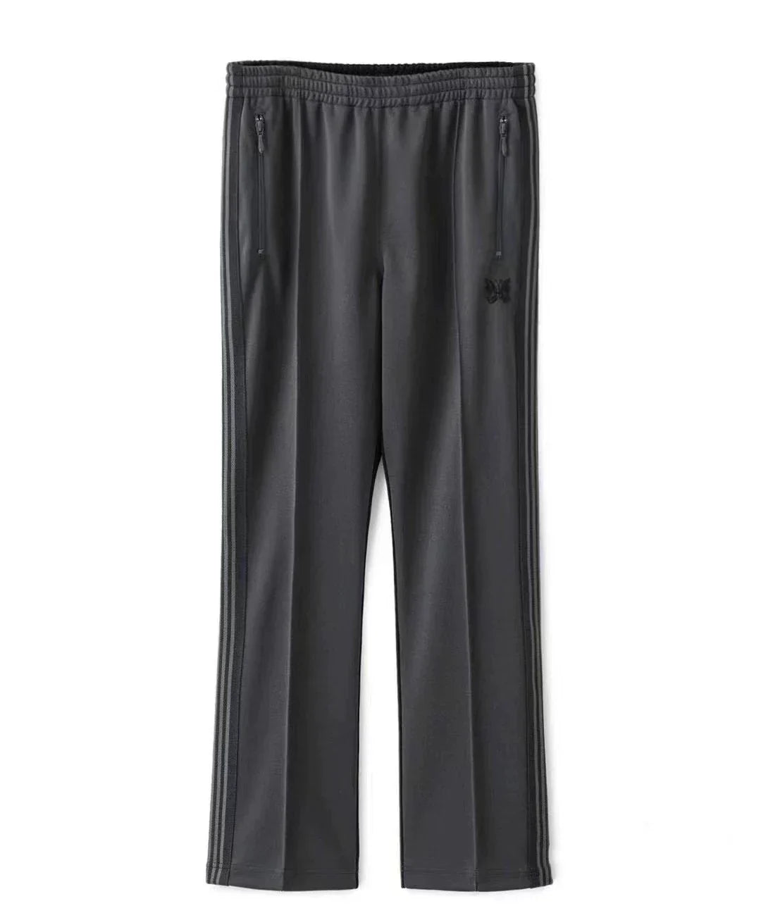 Needles Style Embroidered Butterfly Tonal Stripe Track Pants - Dark Grey