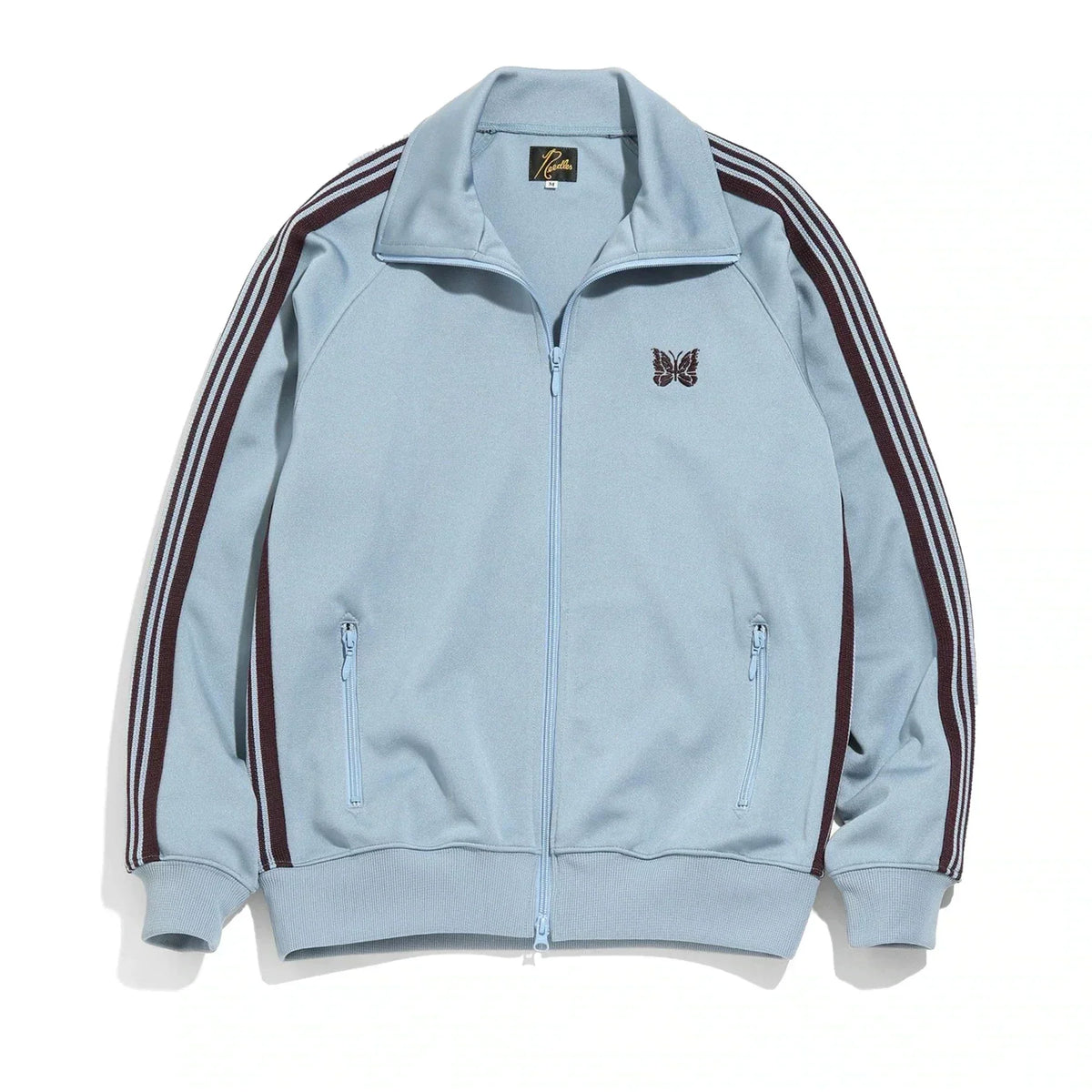 Needles Style Embroidered Butterfly Track Jacket - Light Blue/Burgundy