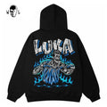 Warren Lotas Luka Blue Flame Jersey Rip Hoodie - Black