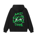 Anti Social Social Club Green Lightning Circle Logo Hoodie - Black