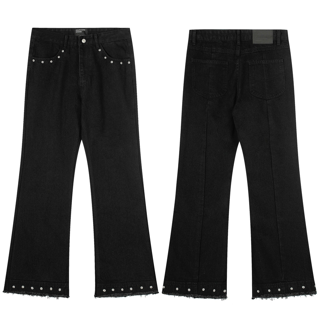 Enfants Riches Déprimés Studded Hem Flare Jeans - Dark Navy