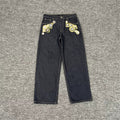 Derschutze Black Vintage Badge Embellished Jeans