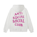 Anti Social Social Club Pink Lightning Circle Logo Hoodie - White