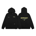 Represent Graphic Logo Heavyweight Hoodie - Black/Yellow