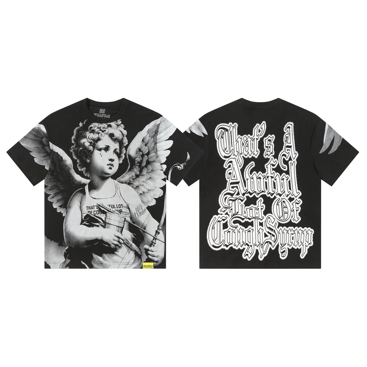 That's A Awful Lot Of Cough Syrup Angel Heart Graphic T-Shirt - Black