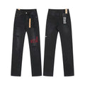 Ksubi Distressed Denim with Red "KSUBI" Print - Washed Black