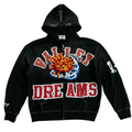 Valley Dreams Sun‑Moon Graphic Zip‑Up Hoodie, Unisex Black Vintage Streetwear Jacket