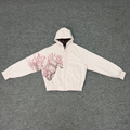 Derschutze Cherry Blossom Embroidery Zip-Up Hoodie