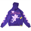 That's A Awful Lot Of Cough Syrup Angel Heart Hoodie - Purple / Light Pink