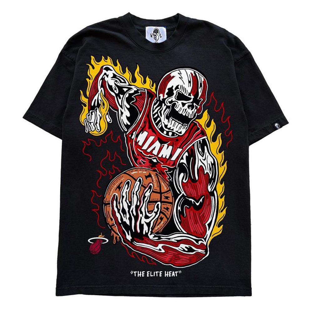 Warren Lotas Miami Flame Skull Basketball T-Shirt - Black