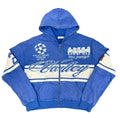 Valley Vintage Racing‑Style Zip‑Up Hoodie, Unisex Blue Washed Streetwear Jacket