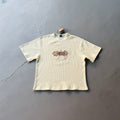Derschutze Waffle Knit Chest Embroidery T-Shirt - Cream