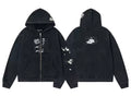 Enfants Riches Déprimés Single Box & Sleeve Patch Zip-Up Hoodie - Washed Black