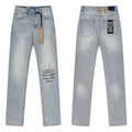 Ksubi Distressed & Script Print Denim - Light Blue
