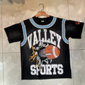 Valleydream Black Blue Striped Collar Valley Football Sports Vintage T-Shirt