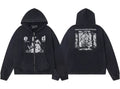 Enfants Riches Déprimés "e-r-d" Logo & Box Print Zip-Up Hoodie - Washed Black