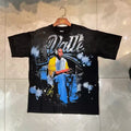 Valleydream Black Hip-hop Portrait Splash Ink Vintage T-Shirt
