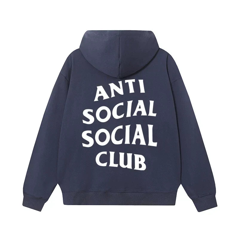 Anti Social Social Club Classic Logo Hoodie - Navy Blue/White