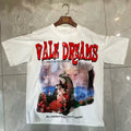 Valleydream White Red Bold Letter Surreal Scenery Vintage T-Shirt