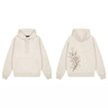 Derschutze Back Cherry Blossom Embroidery Hoodie - Oatmeal Marl