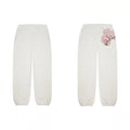 Derschutze Cherry Blossom Embroidery Sweatpants - Oatmeal Marl