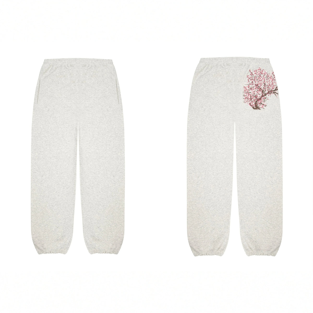 Derschutze Cherry Blossom Embroidery Sweatpants - Oatmeal Marl