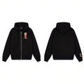 Derschutze Anime Character Embroidery Zip-Up Hoodie - Black