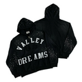 Valley Dreams Rhinestone‑Splatter Zip‑Up Hoodie, Unisex Black Vintage Streetwear Jacket