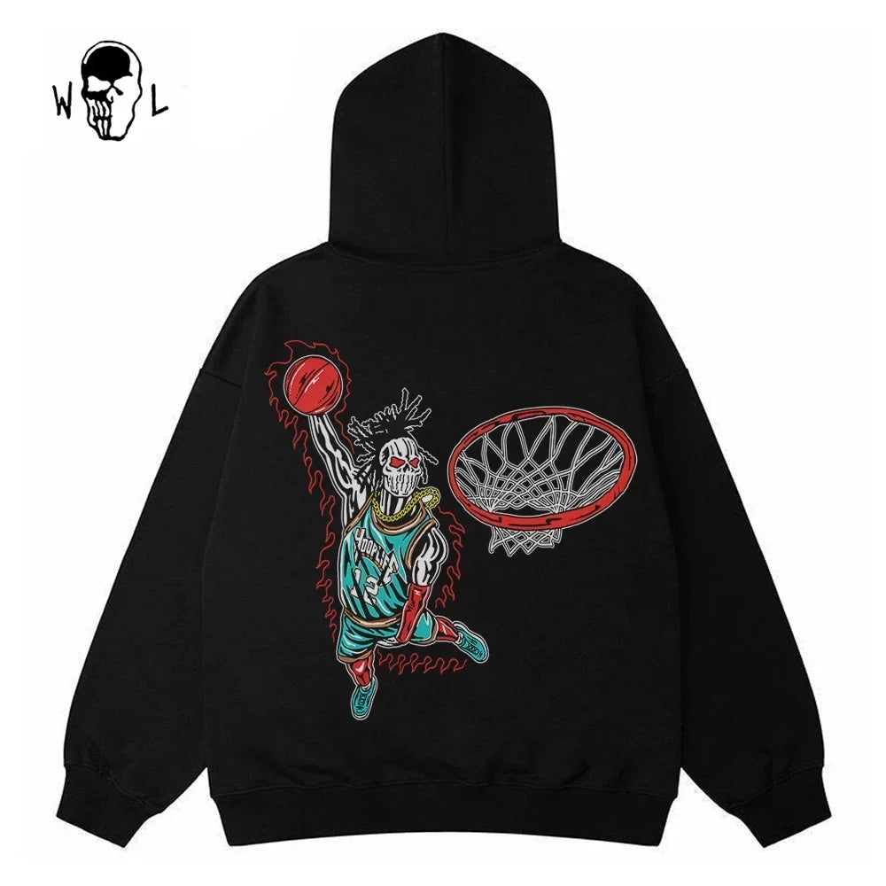 Warren Lotas Flame Dunk Skull Hoodie - Black