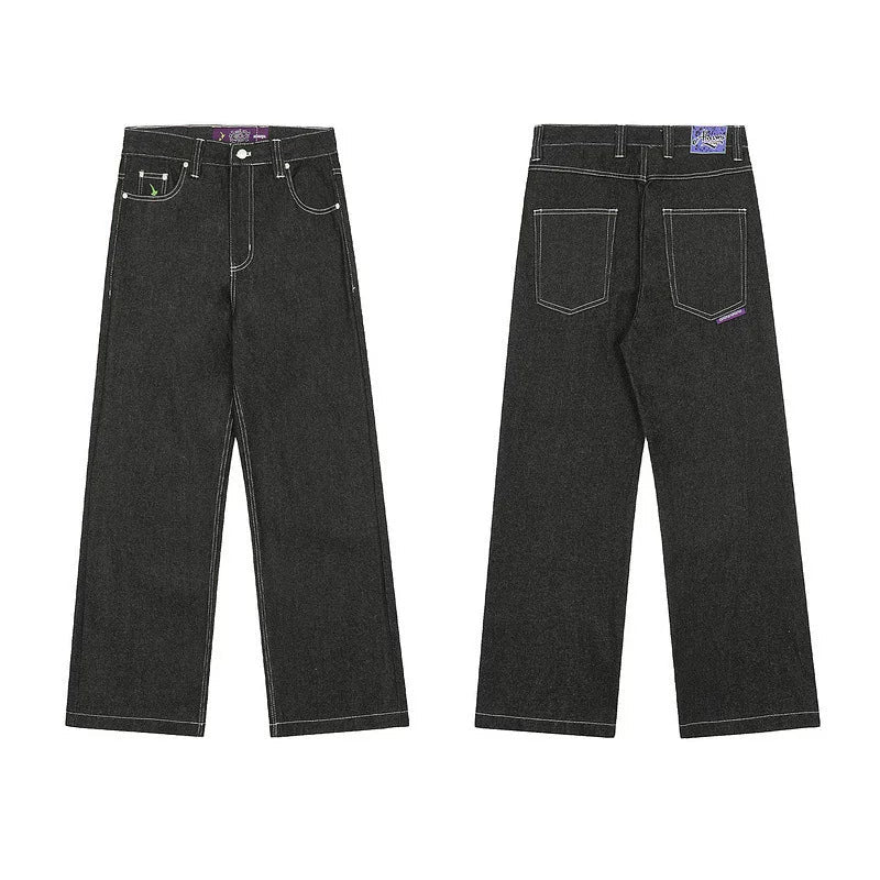 ADWYSD Contrast Stitch Denim Jeans - Dark Grey