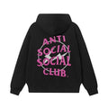 Anti Social Social Club Pink Lightning Circle Logo Hoodie - Black