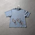 Derschutze Praying Hands & Blue Beads Graphic T-Shirt - Blue