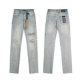 Ksubi Distressed Denim with Script Logo - Light Blue