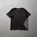 Derschutze Ribbed Side Floral Embroidery Short-Sleeve Tee - Black